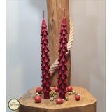 Han Crafts Dekoratif Yeni Yıl Yılbaşı Mum Şamdan Çam Ağacı Şamdan Mum 2'li Set - 2 Adet - Kırmızı