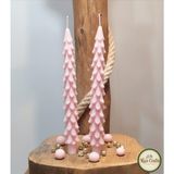 Han Crafts Dekoratif Yeni Yıl Yılbaşı Mum Şamdan Çam Ağacı Şamdan Mum 2'li Set - Pembe - 2 Adet