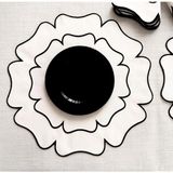 Han Deco 6 Kişilik Çift Nakış Mela Amerikan Servis ( Premium Duck Keten Kumaş ) - 40 x 40 - Beyaz