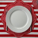 Han Deco Kırmızı Pötikare Amerikan Servis ve Bardak Altlığı - 35 x 35