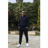 han elegant İçi polar kışlık kanguru cepli ve kapüşonlu paça lastikli erkek eşofman takımı