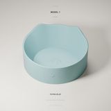 Han Labs Model 1 Kedi Kulaklı Kaymaz Tabanlı Pati Desenli Mama Kabı 16 cm – Patina Mavisi - Turkuaz