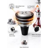 Han Tobacco Premium Cam Quasar Lüle Seti - Hmd Kapaklı Isı Yönetimli Nargile Lülesi | Borosilikat Cam + Silikon Gövde | Yoğun Duman & Uzun Içim