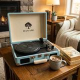 Hanami Hem Sarjlı Hem Bluetooth'lu Tüm Plakları Çalan Pikap Blue