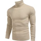 Hanclo Erkek Boğazlı Slim Fit Triko Kazak – Basic Esnek Kışlık Model - Bej - XS