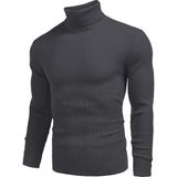 Hanclo Erkek Boğazlı Slim Fit Triko Kazak – Basic Esnek Kışlık Model - Füme