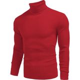 Hanclo Erkek Boğazlı Slim Fit Triko Kazak – Basic Esnek Kışlık Model - Kırmızı - XS