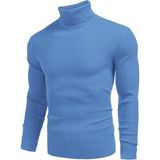 Hanclo Erkek Boğazlı Slim Fit Triko Kazak – Basic Esnek Kışlık Model - Mavi - XS