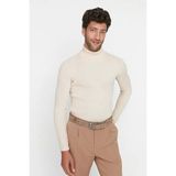 Hanclo Erkek Slim Fit Dar Kesim Yumuşak Dokulu Tüylenmeyen Tam Balıkçı Yaka Triko Kazak - Bej