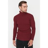 Hanclo Erkek Slim Fit Dar Kesim Yumuşak Dokulu Tüylenmeyen Tam Balıkçı Yaka Triko Kazak - Bordo