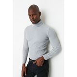 Hanclo Erkek Slim Fit Dar Kesim Yumuşak Dokulu Tüylenmeyen Tam Balıkçı Yaka Triko Kazak - Gri - XS