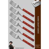 Hand Caft Serisi Mutfak Bıçak Çatal Paduk Sap 6'Lı Steak Et Kahvaltı Yemek Çatalı (Mft-2547)