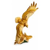 Hand Made Kartal Biblo, Polimer Malzeme, Ahşap Görünümlü, Dalışa Geçen Kartal Figürü, 23.5 cm, Heykel Dekor