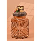 Handan Uzunoğlu by Uzunoğlu El Yapımı Özel Tasarım Kavanoz - 1800 ml - Vakumlu Ahşap Kapaklı (Un Detaylı) - Light Amber Cam - Mutfak ve Ev Dekorasyonu