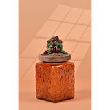 Handan Uzunoğlu by Uzunoğlu El Yapımı Özel Tasarım Kavanoz - 700 ml - Vakumlu Ahşap Kapaklı (Vişne Detaylı) - Dark Amber Çiçekli Kare Cam - Mutfak ve Ev Dekorasyonu