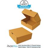 Handanca 12X12X5CM Karton Kutu (25 Adet) E-Ticaret; Kargo; Hediye; Takı ve Aksesuar Kutusu - Seçenek 1 - Altın