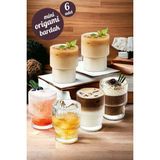 Handanca 155 cc 6'lı Mini Origami Stil Cam Bardak Pinteres Latte Espresso Isıya Dayanıklı Kahve Yanı Sunum B - Seçenek 1 - Ahşap - Bej - Siyah