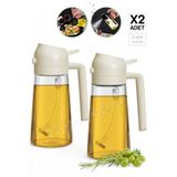 handanca 2 Adet Çift Fonksiyonlu Cam Yağdanlık 550ml Zeytinyağı Sıvıyağ Şişe Sprey Airfryer Yağlık Sirkelik Karışık Renk Gönderilir.