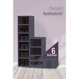 Handanca Katlanabilir Portatif 6 Katlı Plastik Ayakkabılık Ayakkabı Düzenleyici Organizer Siyah - Ahşap