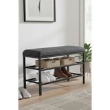 Handanca Lotus Metal Modern Ayakkabılık, Bank, Yatak Ucu, Organizer, Oturak,puf 3 Katlı 30X70 Keten Kumaş - Antrasit