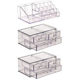 Handanca Makyaj Düzenleyici Set 5 Katlı 6 Çekmeceli Akrilik Organizer - Ahşap - Bej - Siyah
