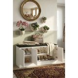 Handanca More Puflu Ayakkabılık 3 Kapaklı Dolap 90CM Beyaz Mr2-W - Ahşap Bej - Siyah