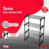 Handanca Teno Çok Amaçlı 4 Katlı Metal Raf – Ayakkabılık, Kitaplık, Çiçeklik ve Mahrem Kurutmalık - Antrasit