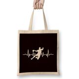 Handball Player Heartbeat Handballer Team Ball Sports Coach Bez Çanta Uzun Saplı - Açık Bej - 40 X 40