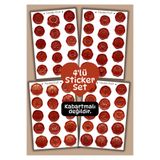 Handeto Kraft 4'lü Mum Mühür Görünümlü Bordo Desen Sticker Seti Bullet Journal Scrapbook Paketleme Davetiye