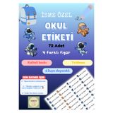Handeto Kraft 72 Adet Astronot Temalı Kişiye Özel Okul Etiketi İsim Yazılabilen Etiket Kalem Defter İsimli Etiket
