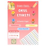 Handeto Kraft 72 Adet Çiçek Temalı Kişiye Özel Okul Etiketi İsim Yazılabilen Etiket Kalem Defter İsimli Etiket