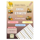 Handeto Kraft 72 Adet İnşaat Temalı Kişiye Özel Okul Etiketi İsim Yazılabilen Etiket Kalem Defter İsimli Etiket