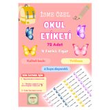 Handeto Kraft 72 Adet Kelebek Temalı Kişiye Özel Okul Etiketi İsim Yazılabilen Etiket Kalem Defter İsimli Etiket