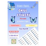 Handeto Kraft 72 Adet Mavi Kelebek Kişiye Özel Okul Etiketi İsim Yazılabilen Etiket Kalem Defter İsimli Etiket