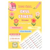 Handeto Kraft 72 Adet Pembe Çiçek Temalı Kişiye Özel Okul Etiket İsim Yazılan Etiket Kalem Defter İsimli Etiket