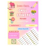 Handeto Kraft 72 Adet Renkli Çiçekler Kişiye Özel Okul Etiketi İsim Yazılabilen Etiket Kalem Defter İsimli Etiket