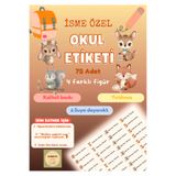 Handeto Kraft 72 Adet Tatlı Hayvan Temalı Kişiye Özel Okul Etiketi İsim Yazılan Etiket Kalem Defter İsimli Etiket