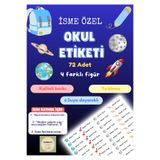 Handeto Kraft 72 Adet Uzay Temalı Kişiye Özel Okul Etiketi İsim Yazılabilen Etiket Kalem Defter İsimli Etiket