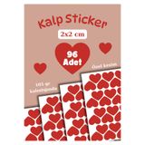 Handeto Kraft 96 Adet Kırmızı Kalpli Sticker Seti Kalp Etiket Çıkartma Scrapbook Kırmızı Kalp Sticker (Tanesi 2x2 cm)