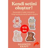 Handeto Kraft Kendi Setini Oluştur 4'lü Ayraç Seti Kişiye Özel Kitap Ayracı, Mıknatıslı Kitap Ayracı