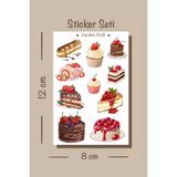 Handeto Kraft Tatlı temalı Sticker Seti, Çıkartma, Scrapbook, Bullet Journal Etiket, Ajanda Sticker, Stikır