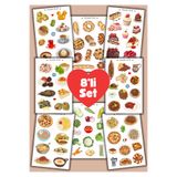 Handeto Kraft Yemek ve tatlı Çoklu Sticker, 8li sticker, 8x12 cm, çıkartma, bullet journal, kolaj, etiket, stikır