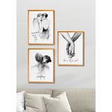 Handmade 3 Parça Ahşap Çerçeve Görünümlü Sevgililer Duvar Dekoru Salon Yatak Odası Mutfak Için Tablo Seti 45 x 40 Diğer
