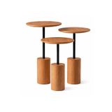 Handmade 3’Lü Ahşap Zigon Sehpa – Modern Yan Sehpa Seti Metal Ayak