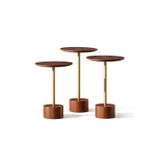 Handmade 3’Lü Zigon Yan Sehpa – Masif Mdf Ahşap & Metal Ayak Modern Dekoratif Sehpa Seti
