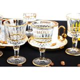 Handmade 6lı Yaldızlı- Gold Su-Kahve Yanı Bardağı - Kristal Ayaklı Su Bardağı -Kahve Yanı Su Bardak - 100 ml - Beyaz - Gold