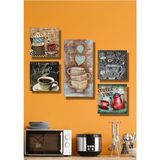 Handmade Ahşap 5 Parça Kahve Fincanları Duvar Dekoru Salon Oturma Yatak Odası Mutfak Konsepti Için Tablo Seti 30 x 50 Diğer
