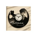 Handmade Atatürk Siluetli Vinil Plak Duvar Saati – El Yapımı & Geri Dönüşüm Tasarım