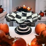 Handmade Çini Fırfırlı Kenar Derin Küçük Servis Tabağı Dama Desen Ayaklı Sunumluk Çini - HANDMADE ÇİNİ FIRFIRLI KENAR KÜÇÜK DERİN SERVİS TABAĞI DAMA DESEN AYAKLI SUNUMLUK