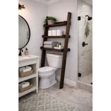 Handmade Doğal Ahşap Banyo Düzenleyici Klozet Üstü Ahşap Raf 170 Cm
